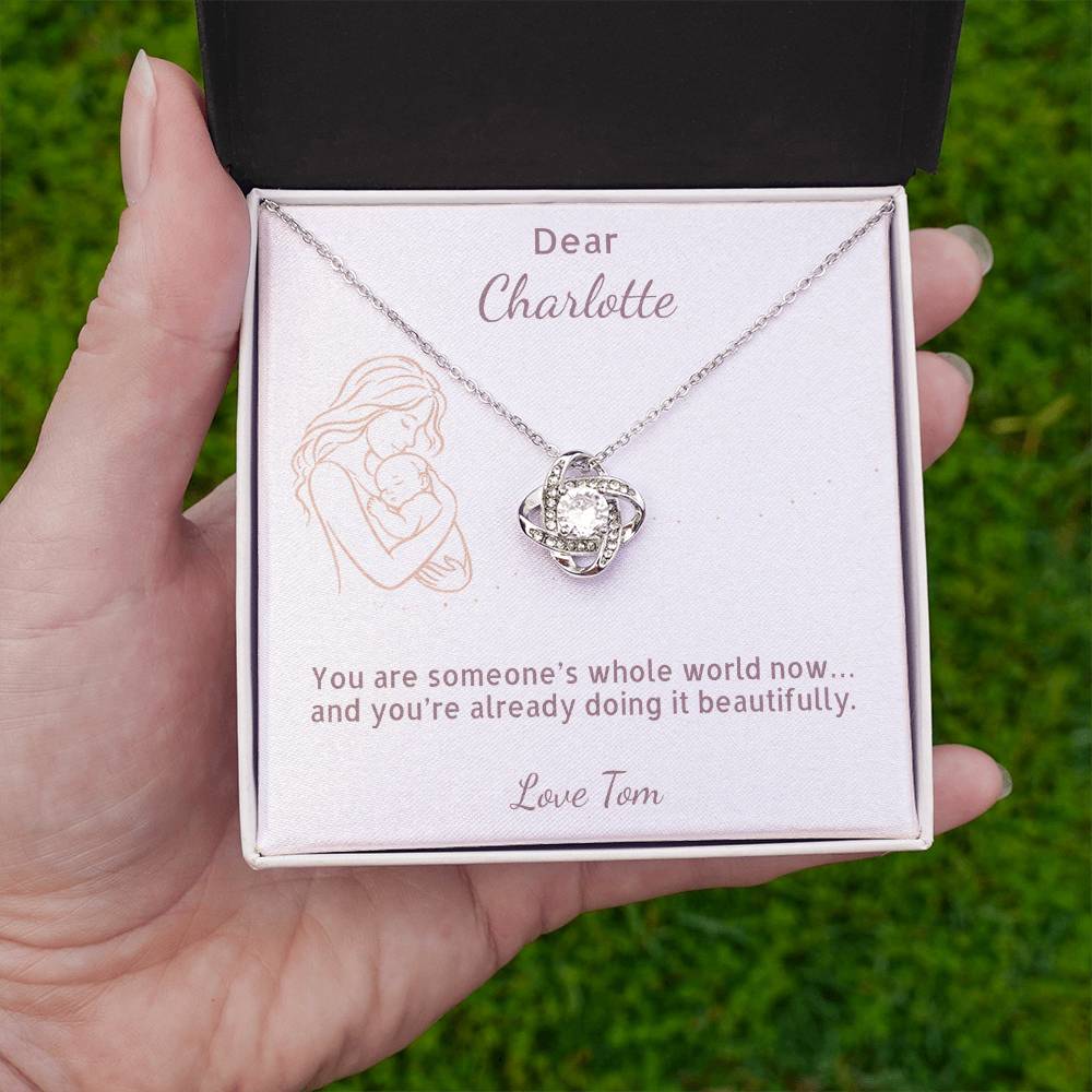 First Mother’s Day Gift – Love Knot Necklace for New Mom