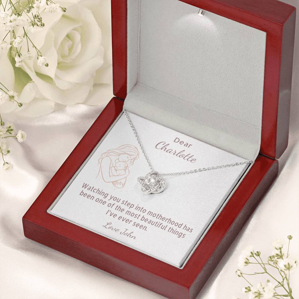 First Time Mum Love Knot Necklace - Perfect Gift (Personalized)